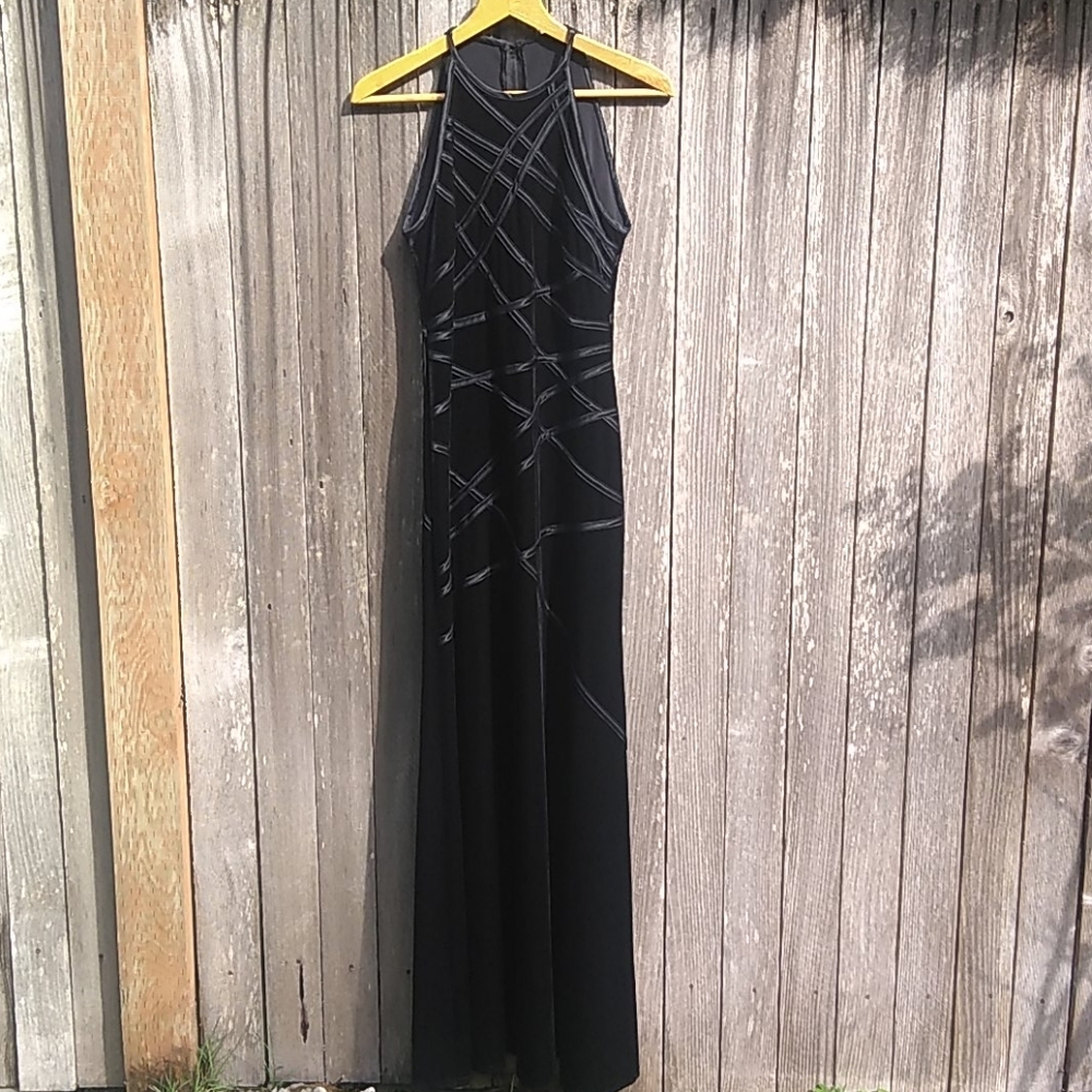 Tadashi Vintage Black Velvet Long Gown - Picture 3 of 7
